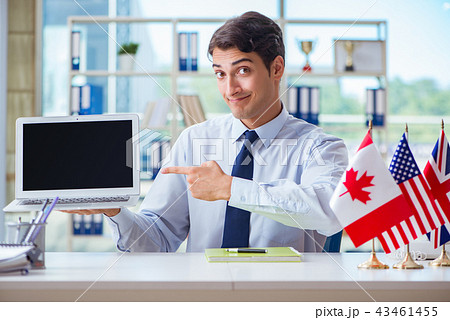 Sales agent working in travel agency Sales agent working in travel agency 43461455