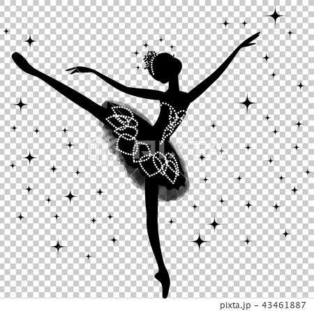 Ballet Silhouette Black Ballerina Arabesque Stock Illustration