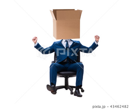 Businessman with blank box on his head 43462482