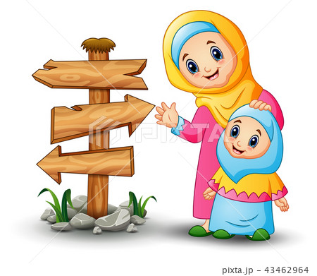 A Muslim women hold her daughter head A Muslim women hold her daughter head 43462964