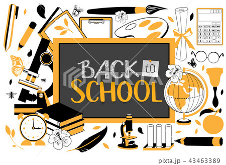 Back to school text on blackboard 43463389