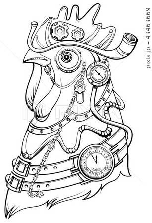 Cock head steampunk style symbol of time 43463669