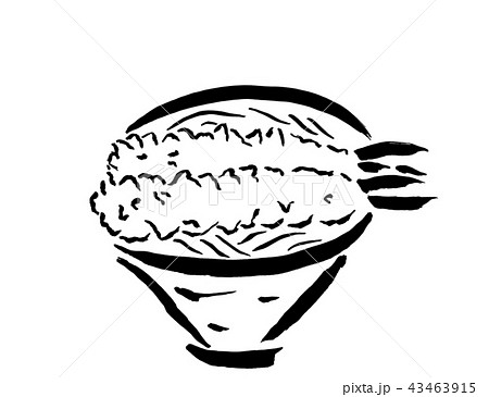 筆で描く料理 イラスト 天ぷらうどん のイラスト素材
