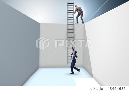 Businessman helping colleague to escape from problems Businessman helping colleague to escape from problems 43464685