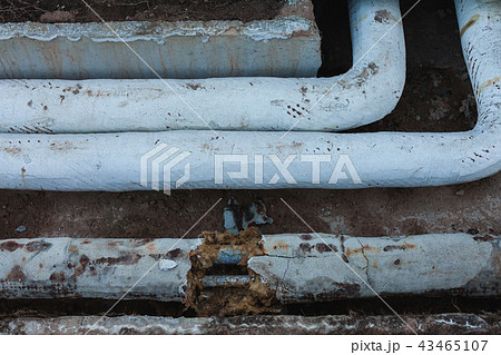 Old, Soviet time water pipelines after excavation Old, Soviet time water pipelines after excavation 43465107