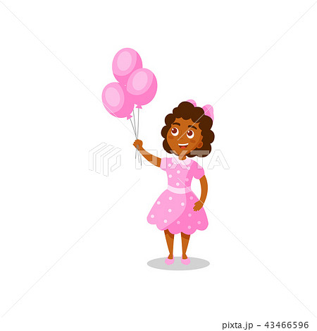 Sweet Happy African American Girl With Pink のイラスト素材