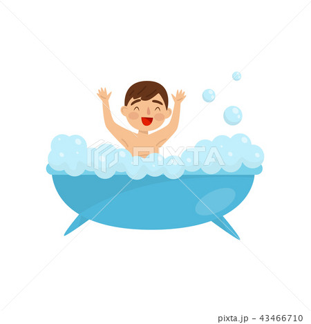 Cute boy taking bath in bubble bathtub, kids activity, daily routine vector Illustration on a white Cute boy taking bath in bubble bathtub, kids activity, daily routine vector Illustration on a white 43466710