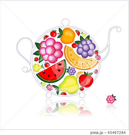 Fruit drink, teapot on black for your design Fruit drink, teapot on black for your design 43467284