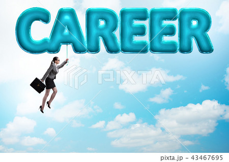 Businesswoman flying in career concept Businesswoman flying in career concept 43467695