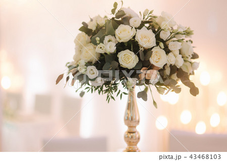 Wedding bouquet on the table in restaurant Wedding bouquet on the table in restaurant 43468103