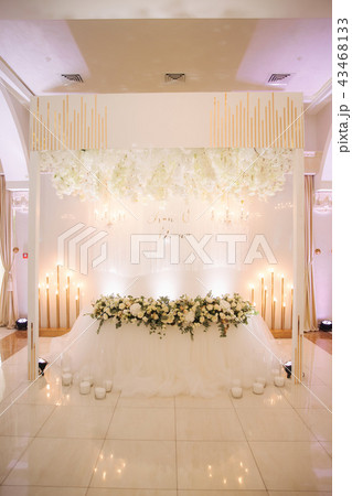 Floral decoration on the wedding in restaurant Floral decoration on the wedding in restaurant 43468133