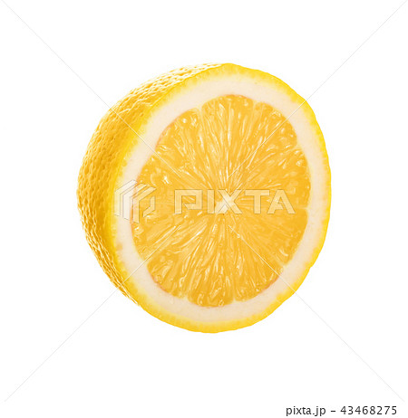 lemon slice isolated on white background closeup 43468275