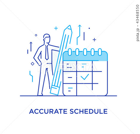 Businessman holds a pencil stands near a calendar. 43468550