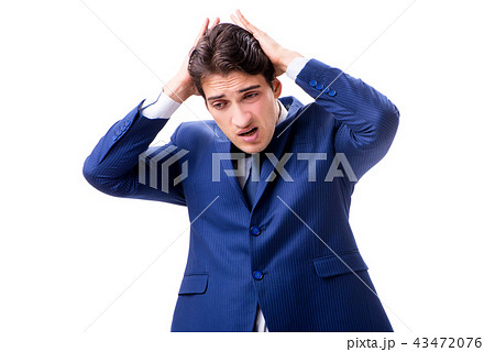 Sick and unhappy businessman isolated on white background  43472076