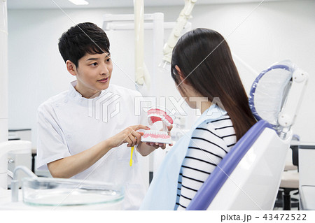 歯医者　歯科　デンタル　患者　女性　病院　医療　歯科医　虫歯　治療 43472522