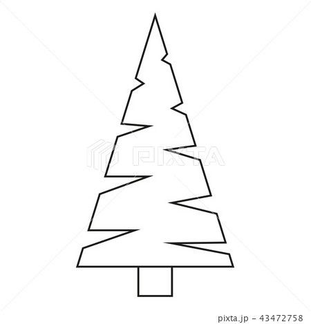 Line art black and white triangular fir tree. Line art black and white triangular fir tree. 43472758