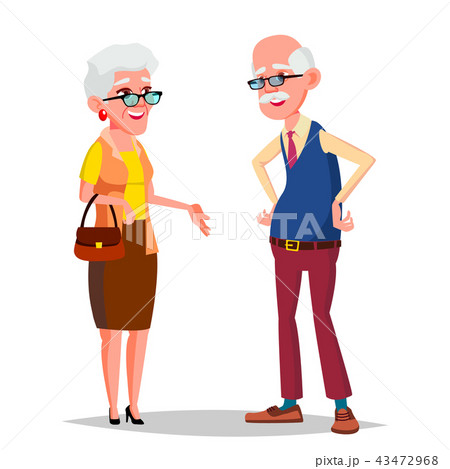 Elderly Couple Vector. Grandfather And Grandmother. Silver Hair. Senior Lady And Gentleman. Isolated 43472968