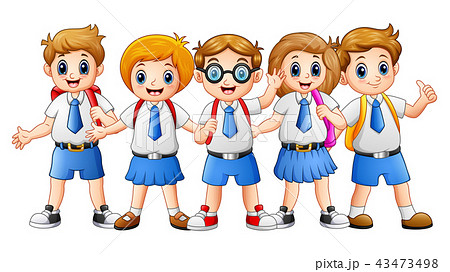 Happy school kids cartoon 43473498