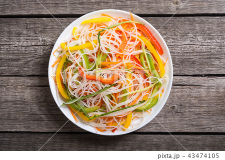 Salad from rice noodles with vegetables Salad from rice noodles with vegetables 43474105