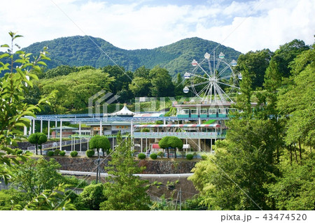 山に囲まれた遊園地 43474520