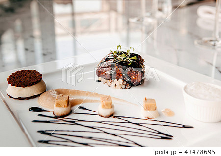 Fried Foie gras with sweet and sour balsamic sauce 43478695