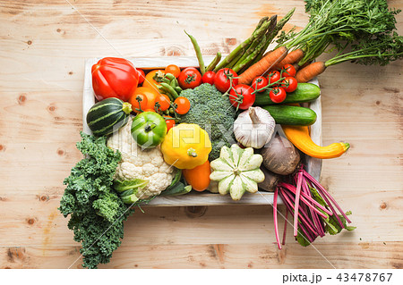 Summer vegetables on white table 43478767