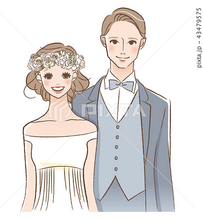結婚式の衣装を着た男女のイラストのイラスト素材
