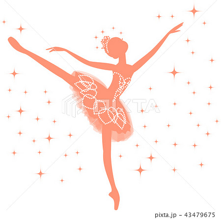 バレエ バレリーナ シルエット アラベスク オレンジ色のイラスト素材 43479675 Pixta