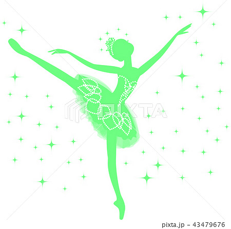 Ballet ballerina silhouette arabesque green - Stock Illustration [43479676]  - PIXTA