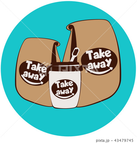 Fast food disposable cup and paper bags. Fast food disposable cup and paper bags. 43479745