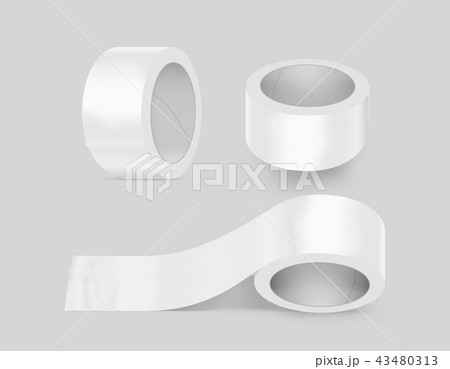 Blank white duct adhesive tape set mockup, clipping path Blank white duct adhesive tape set mockup, clipping path 43480313