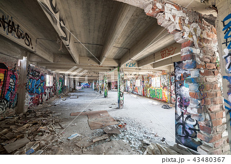 Old abandoned factory hall 43480367