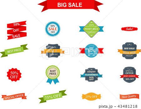 Set of sales, Ribbons, Sticker and Badges Set of sales, Ribbons, Sticker and Badges 43481218