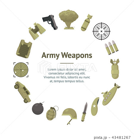 Cartoon Color Army Weapons Banner Card Circle. Vector Cartoon Color Army Weapons Banner Card Circle. Vector 43481267