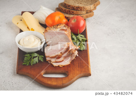 Ingredients for ham and cheese sandwiches 43482074