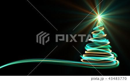 Christmas Tree From Yellow, Blue And Green Neon Streaks 43483770