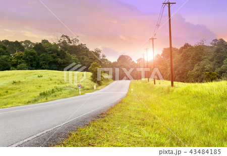 Asphalt road in national park forest. Asphalt road in national park forest. 43484185