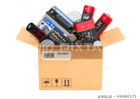 Cardboard box, parcel with different batteries Cardboard box, parcel with different batteries 43484575