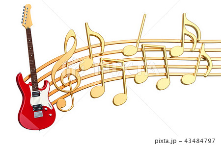 Musical concept. Electric Guitar with music notes Musical concept. Electric Guitar with music notes 43484797