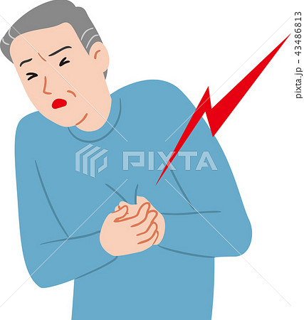心臓に痛みが走る高齢者 43486813