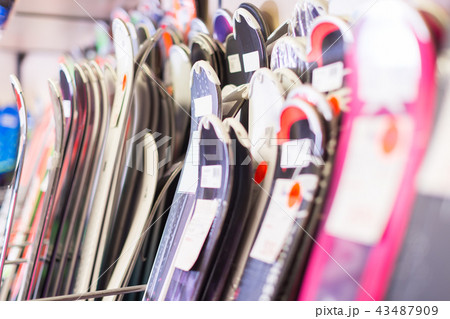 illustration of large selection of skis 43487909