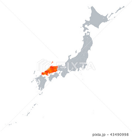 中国地方と日本列島のイラスト素材