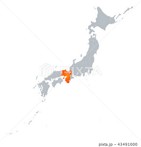 関西地方と日本列島のイラスト素材