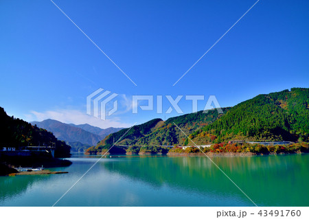 美しい紅葉に染まる宮ケ瀬ダム 43491760