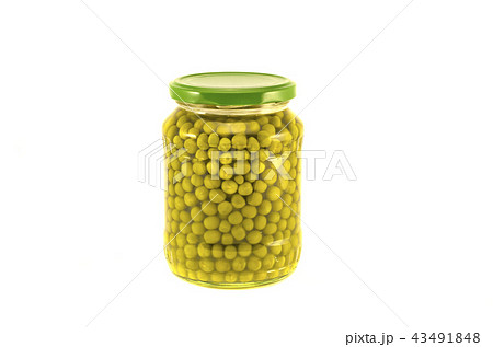 green pea preserved in glass jar pots isolated green pea preserved in glass jar pots isolated 43491848