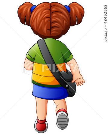 Cute School Girl Go To Schoolのイラスト素材