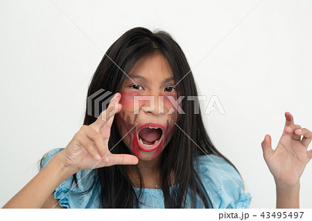 Asian girl with Halloween concept. Asian girl with Halloween concept. 43495497