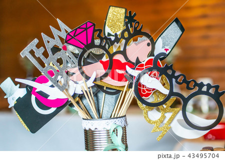 Retro Party set Glasses, hats, lips, mustaches, masks design photo booth party wedding funny Retro Party set Glasses, hats, lips, mustaches, masks design photo booth party wedding funny 43495704