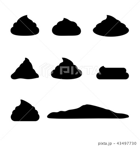 Set of simple feces icon. Black poop simbol 43497730