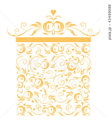 Golden gift box stylized, floral ornament design  43499086